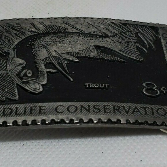 Wildlife Conservation 8 Cents Trout Belt Buckle - Picture 6 of 10